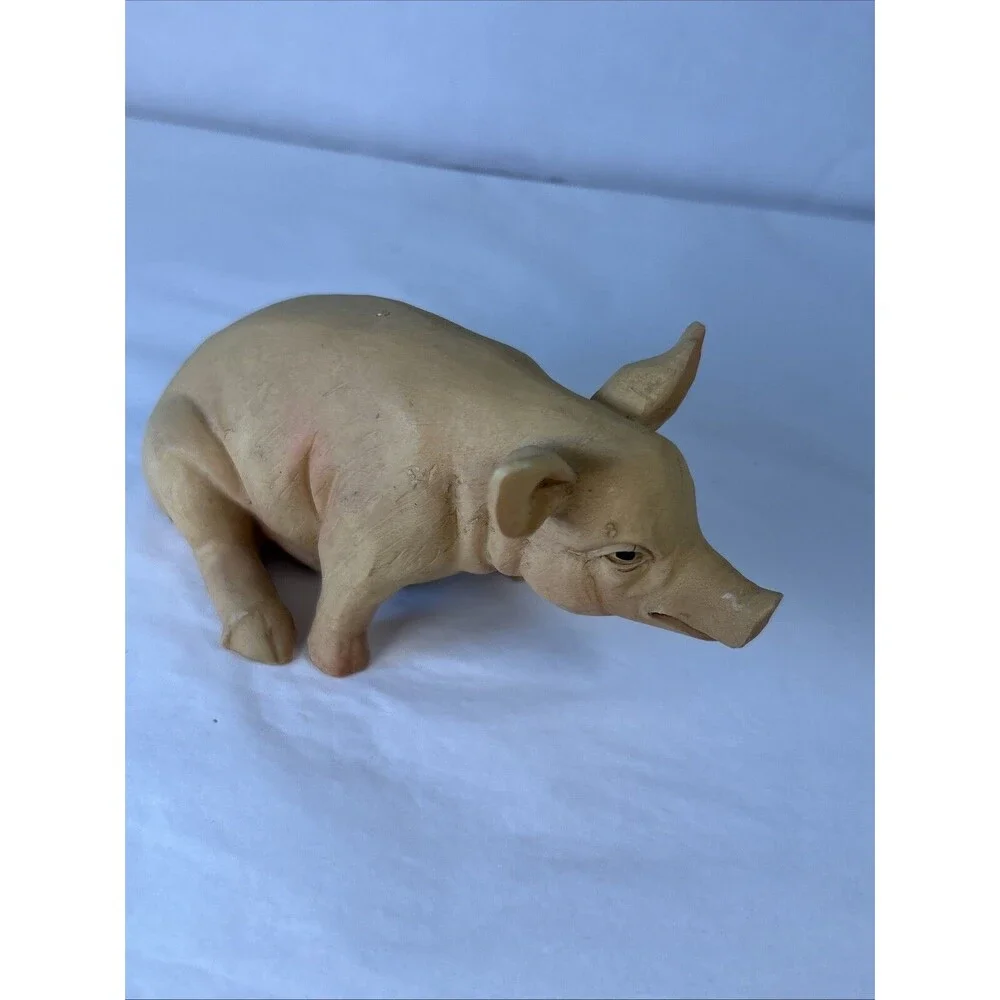 PINK Pig Figurine Resin? Detailed Country Cottage Farmhouse Animal Pet Farm